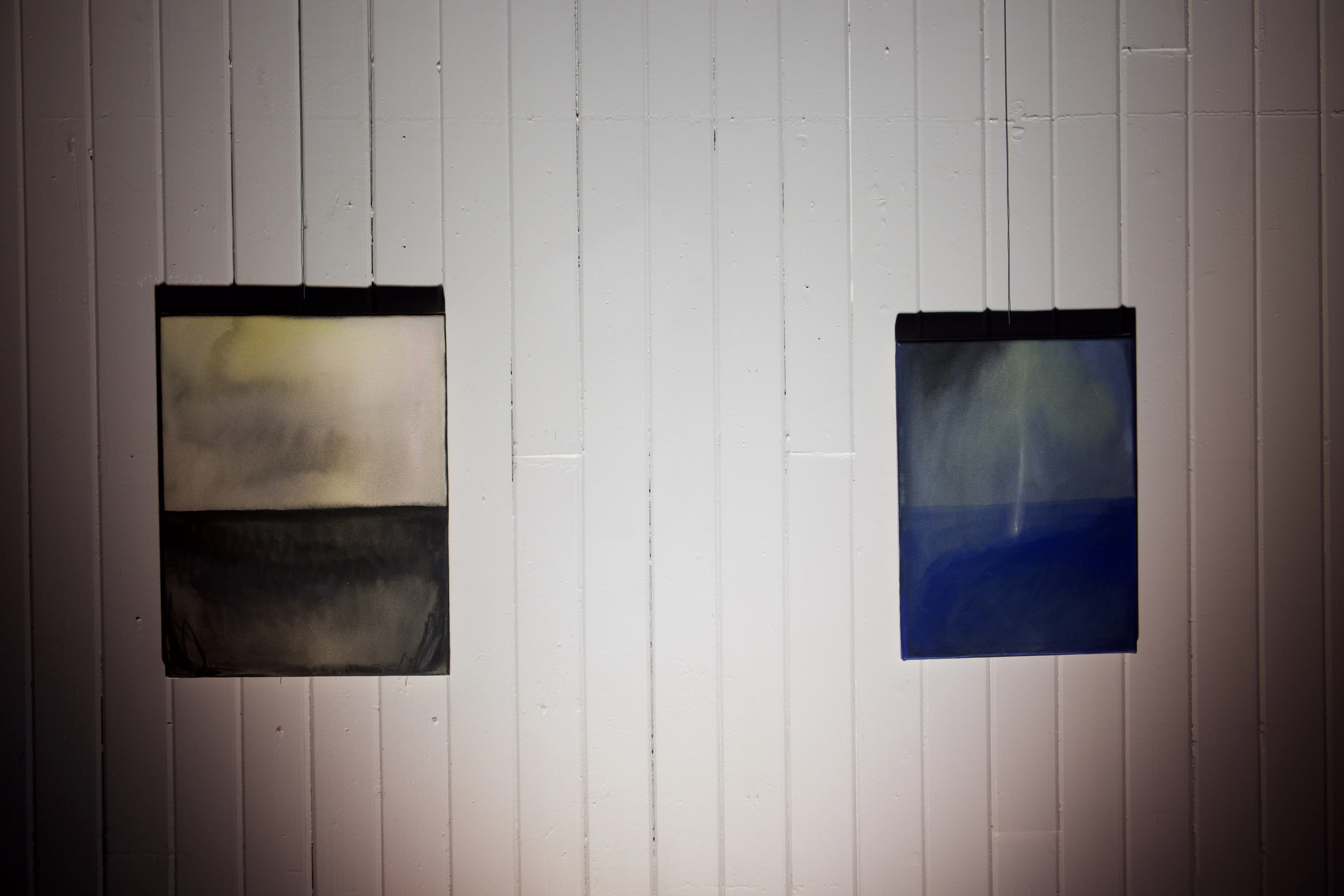 Meteor Day, Acrylic on canvas. 12in × 14in.
        Under the Weather, Acrylic on canvas. 10in × 12in.